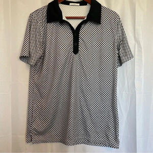 AlUlR Women’s Black White Checked Pattern Golf Polo Shirt